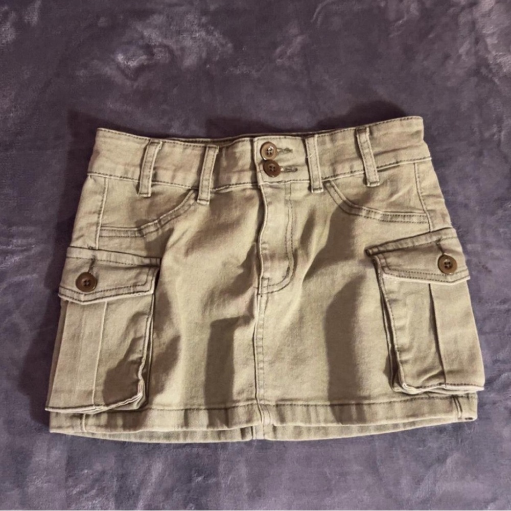 Army Green Cargo Mini Skirt with Pockets